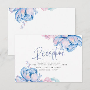 Wedding Sky Blue and Bubblegum Pink Peonies Invitation