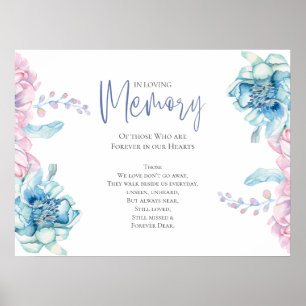 Wedding   Sky Blue and Bubblegum Pink Peonies Poster