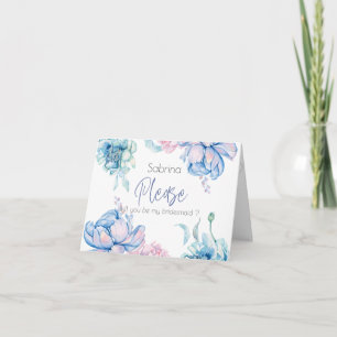 Wedding Sky Blue and Bubblegum Pink Peonies Thank You Card