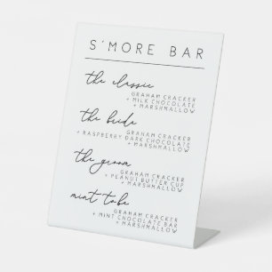 Wedding S'more Bar Menu Sign, Smore Recipe Poster Pedestal Sign