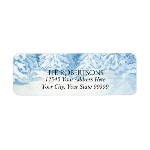 Wedding Snowy Trees Watercolor   Return Address Label