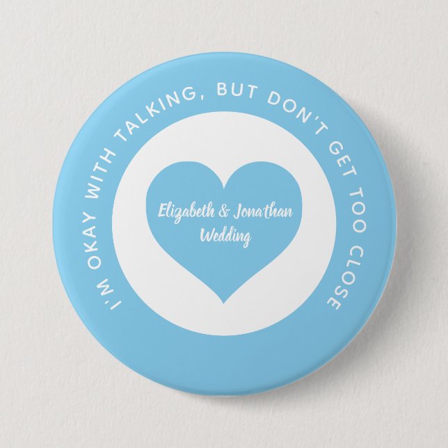 Wedding Social Distancing Blue Heart Colour Code 7.5 Cm Round Badge (Front)