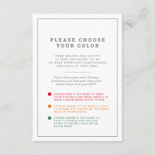 Wedding social distancing colour level request enclosure card