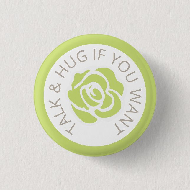 Wedding social distancing guest care green rose 3 cm round badge (Front)