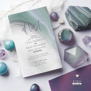 WEDDING    Soft Misty Jade and Violet Marble Invit Invitation