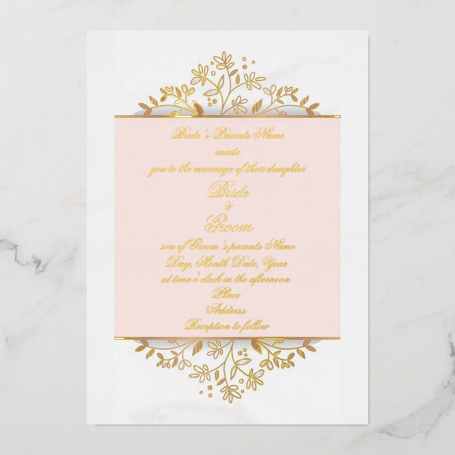 Wedding Softness Wedding Foil Invitations  (Front)