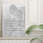 Wedding Song Lyrics Faux Canvas Print<br><div class="desc">Personalise this design with your wedding lyrics and photo.
Wedding gift
Anniversary gift
Valentine's Day gift</div>