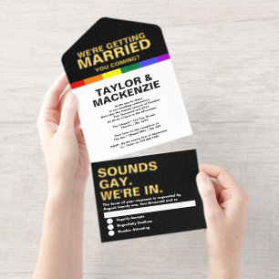 Wedding Sounds Gay Fun Rainbow Pride All In One Invitation