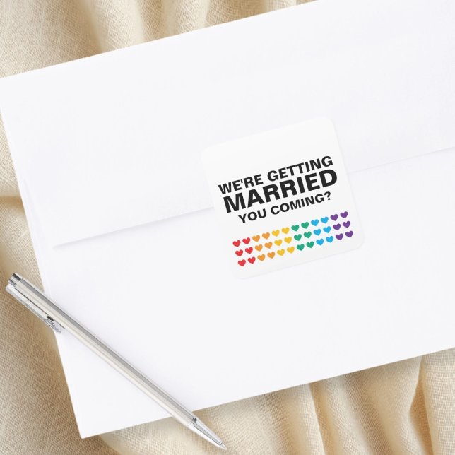 Wedding Sounds Gay Rainbow Heart Pride Square Sticker (Wedding Sounds Gay Rainbow Heart Pride Square Stickers by Ricaso. Great envelope seals for wedding)