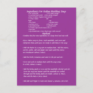 Wedding Soup Gift RECIPE CARD