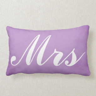 Wedding Souvenir Mr and Mrs Purple Parchment Lumbar Cushion