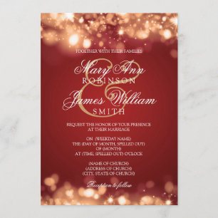 Wedding Sparkling Lights Gold Invitation