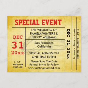 Wedding Special Event Save The Date Ticket Announcement Postcard