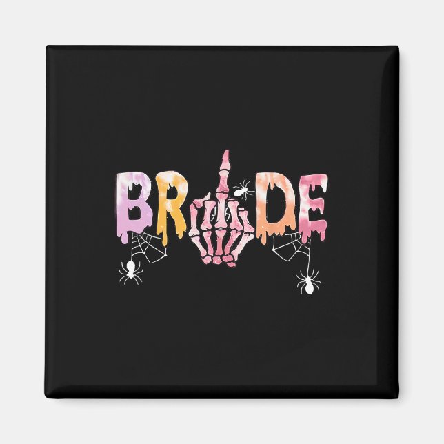 Wedding Spooky Halloween Skeleton Bride Just Marri Magnet (Front)