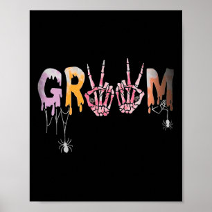 Wedding Spooky Halloween Skeleton Groom Just Marri Poster