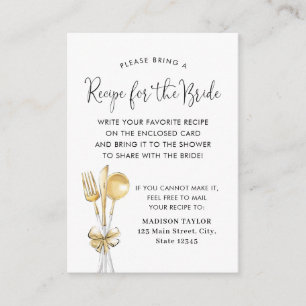 Wedding Spoon Fork Bridal Shower Recipe Request Enclosure Card