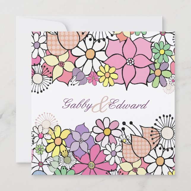 Wedding Spring Blooms Custom Invitation Invite (Front)