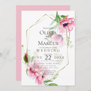 WEDDING   Spring Pink Poppy Floral Invitation