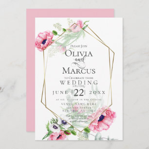WEDDING   Spring Pink Poppy Floral Invitation