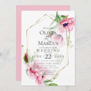 WEDDING   Spring Pink Poppy Floral Invitation