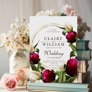 Wedding Spring Tulip Elegant Modern Wedding Invitation