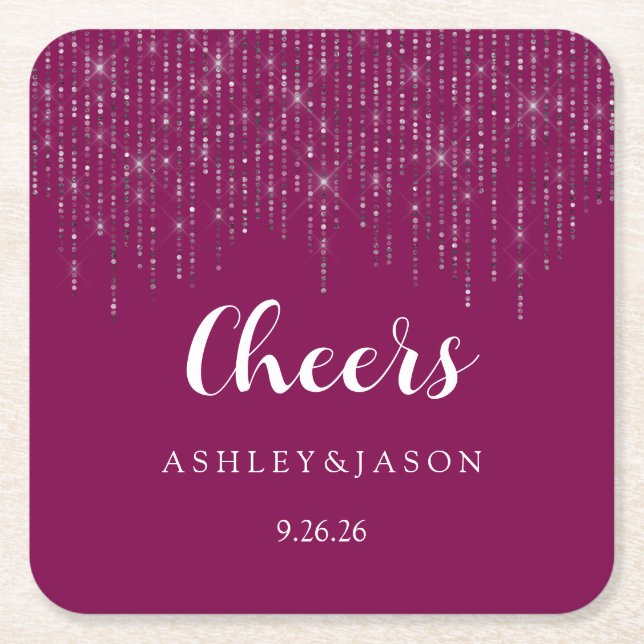 Wedding  square paper coaster (Front)