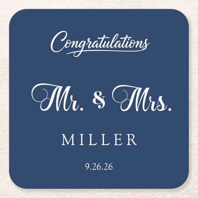 Wedding  square paper coaster (Front)