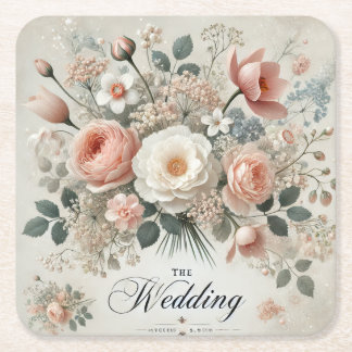 Wedding square paper coaster