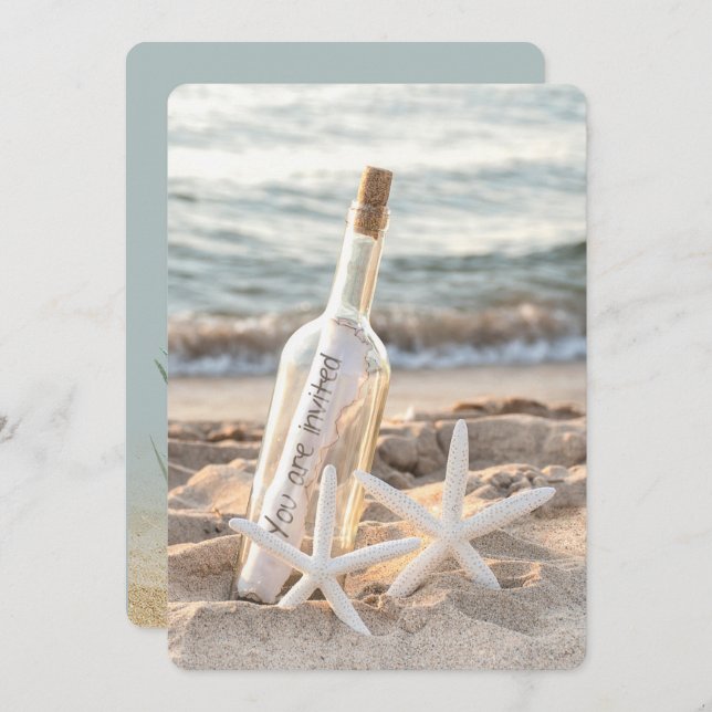 Wedding Starfish Message In A Bottle Invitation (Front/Back)