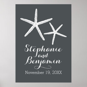 Wedding Starfish with Custom Bride Groom and Date Poster