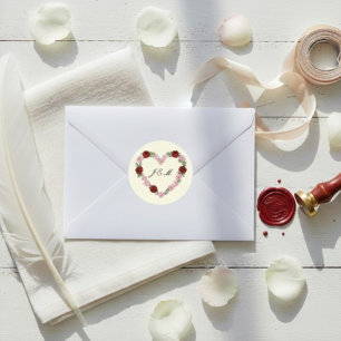 Wedding Stationery - Cream Rose Heart Stickers