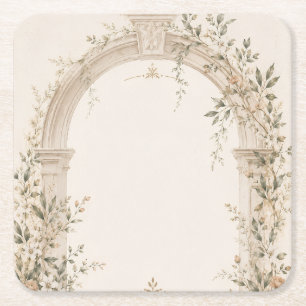 Wedding Stationery for Mediterranean Ceremonies Square Paper Coaster