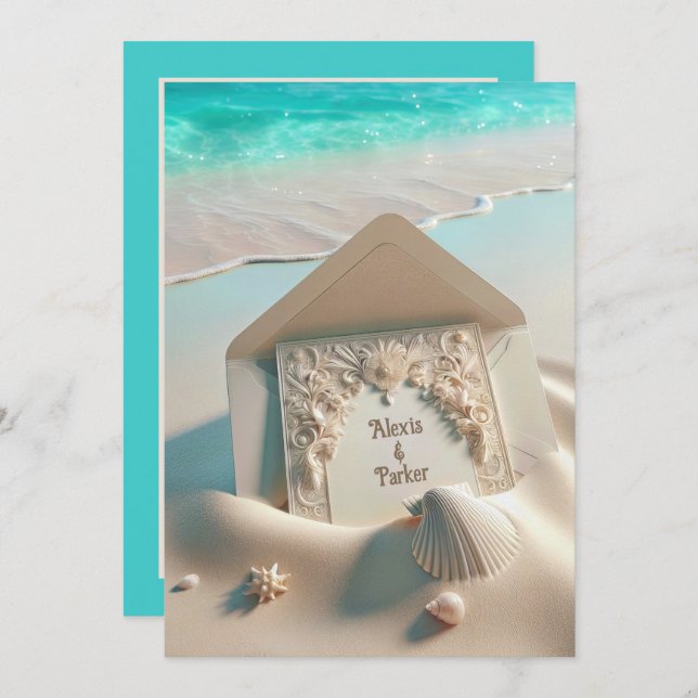 Wedding Stationery In Beach Sand Invitation (Front/Back)