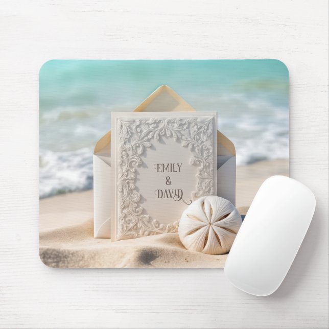 Wedding Stationery With Beach Sand Dollar Mouse Pad (With Mouse)