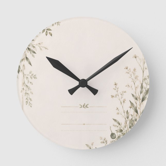 Wedding Stationery with Natural Botanical Charm Round Clock (Front)