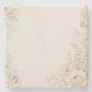 Wedding Stationery with Refined Neutral Details Stone Coaster