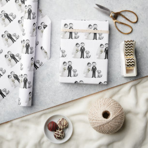 Wedding Stick Figures with Best Man Dog Wrapping Paper