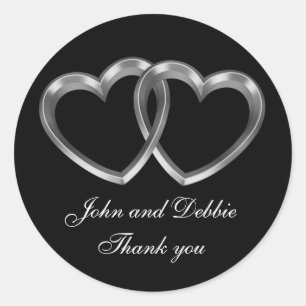 Wedding sticker for Thank you favours 3D hearts
