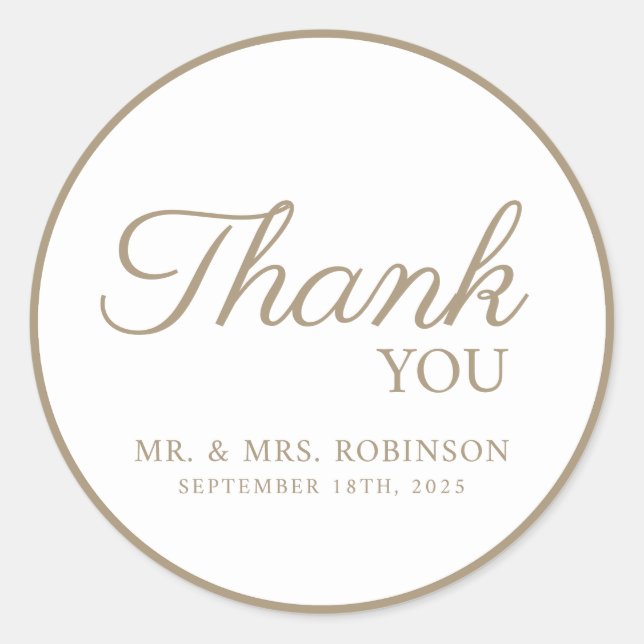 Wedding sticker thank you. (Front)
