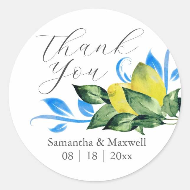 Wedding Sticker Thank You Lemons (Front)