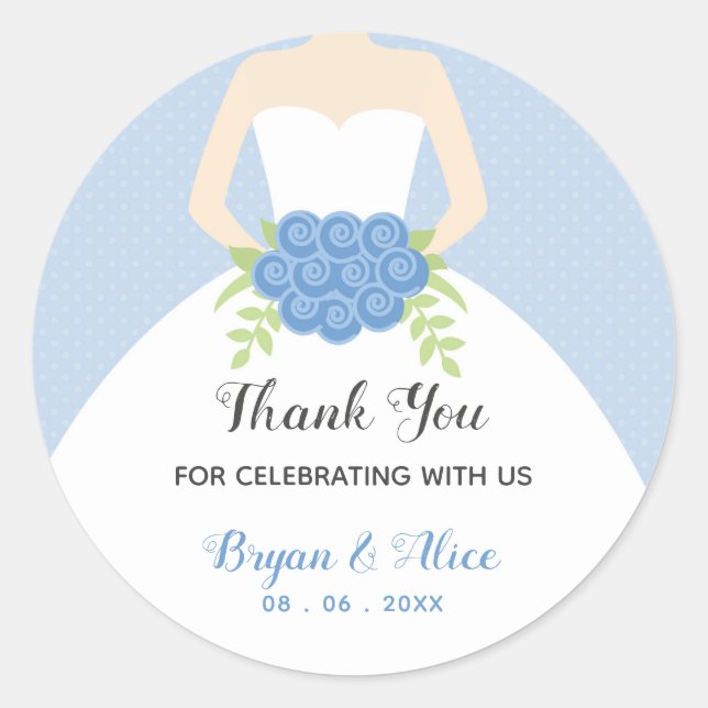 Wedding Stickers (Pastel Blue with Wedding Gown) (Front)