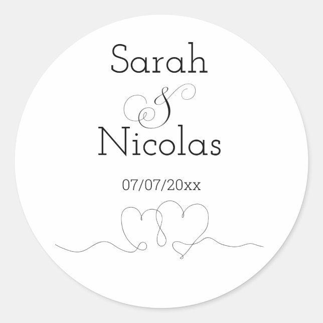 Wedding stickers personalised minimalist (Front)