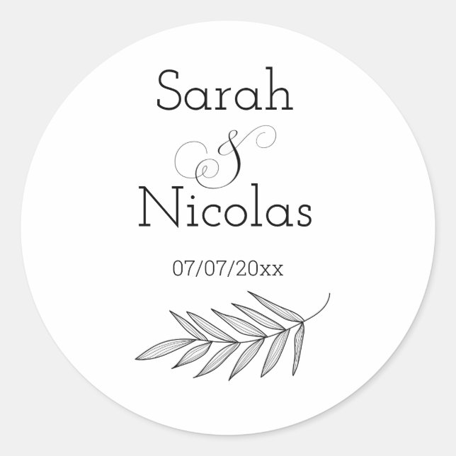 Wedding stickers personalised minimalist (Front)