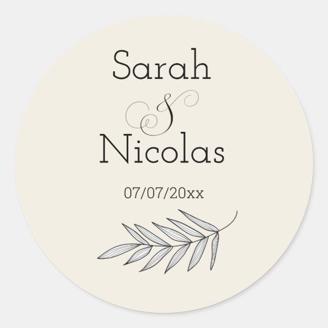 Wedding stickers personalised minimalist (Front)