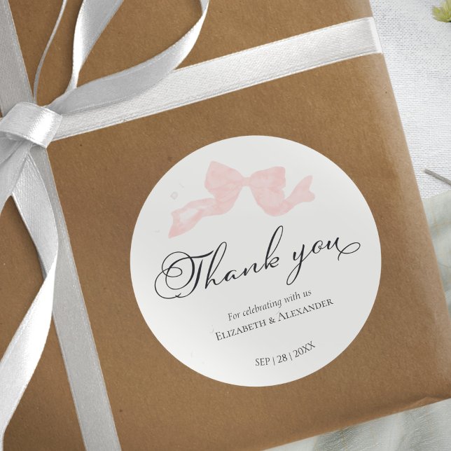 Wedding Stickers |  Pink Bow Thank You Calligraphy (Creator Uploaded)
