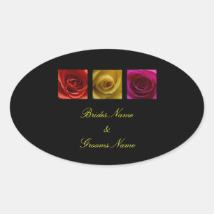 Wedding Stickers - Roses pink yellow orange