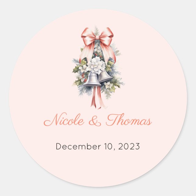 Wedding Stickers, Wedding Labels, Script, Love  Classic Round Sticker (Front)