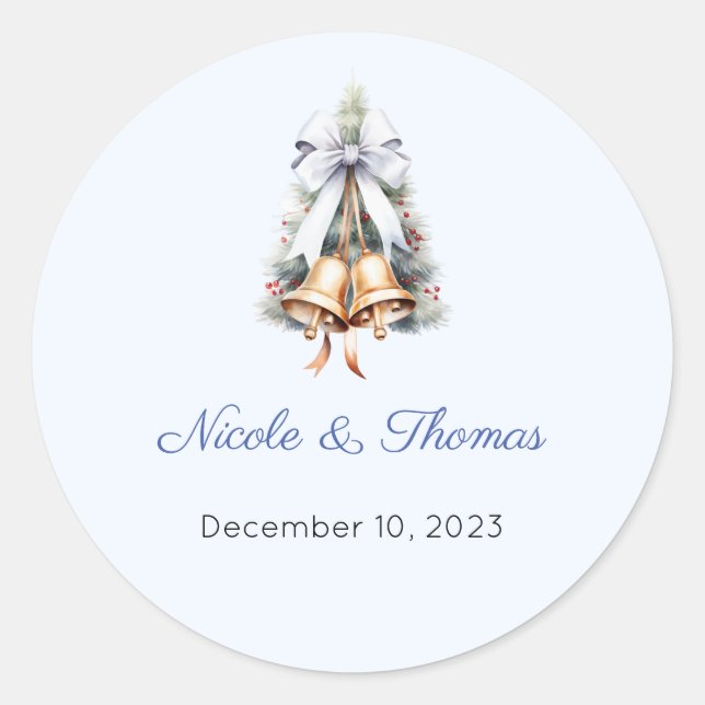 Wedding Stickers, Wedding Labels, Script, Love Classic Round Sticker (Front)