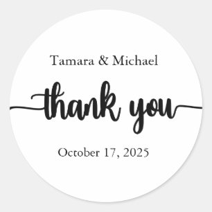 Wedding Stickers, Wedding Labels, Thank You Classic Round Sticker