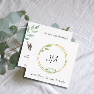 Wedding Style Monogram Gold Frame Photographer QR  Square Business Card